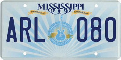 MS license plate ARL080