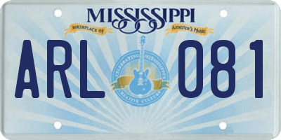 MS license plate ARL081