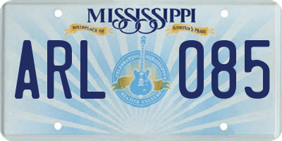 MS license plate ARL085