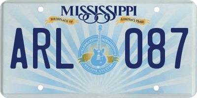 MS license plate ARL087
