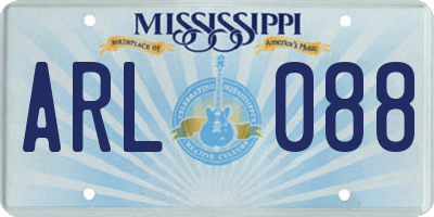 MS license plate ARL088