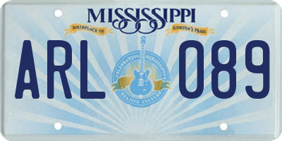 MS license plate ARL089