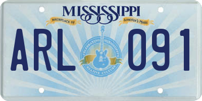 MS license plate ARL091
