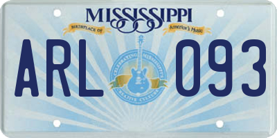 MS license plate ARL093