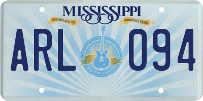 MS license plate ARL094