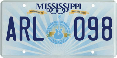 MS license plate ARL098