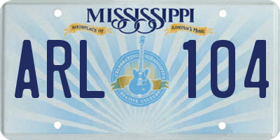 MS license plate ARL104