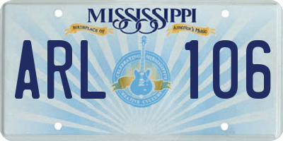 MS license plate ARL106