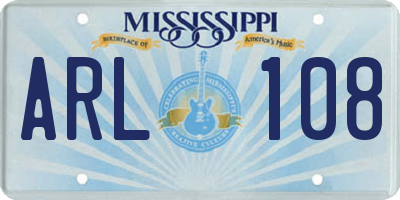 MS license plate ARL108