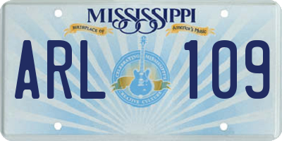 MS license plate ARL109