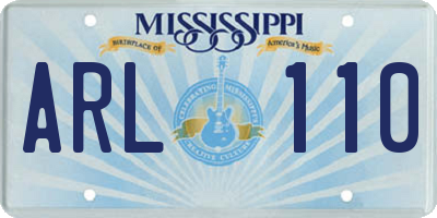 MS license plate ARL110
