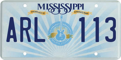 MS license plate ARL113