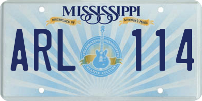 MS license plate ARL114