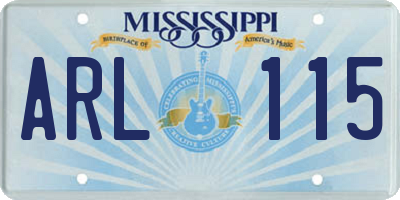 MS license plate ARL115
