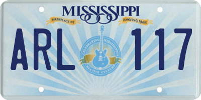 MS license plate ARL117