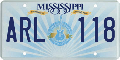MS license plate ARL118