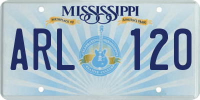 MS license plate ARL120
