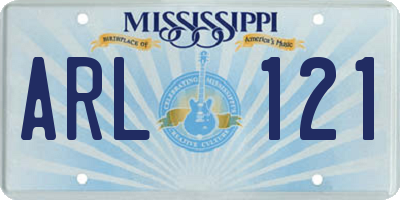 MS license plate ARL121
