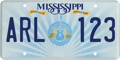 MS license plate ARL123