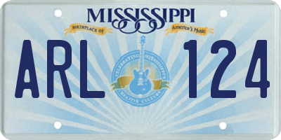 MS license plate ARL124