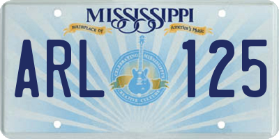 MS license plate ARL125