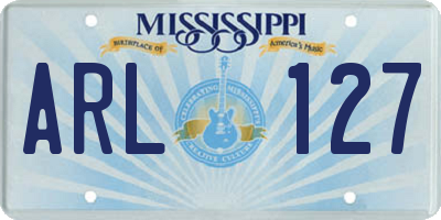 MS license plate ARL127