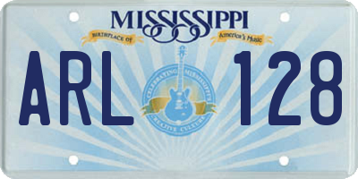 MS license plate ARL128