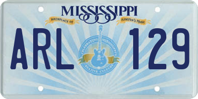 MS license plate ARL129