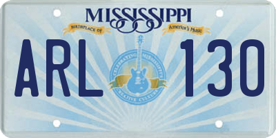 MS license plate ARL130