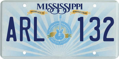 MS license plate ARL132