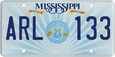 MS license plate ARL133