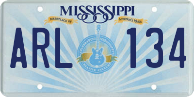 MS license plate ARL134
