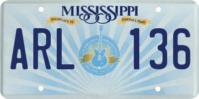MS license plate ARL136