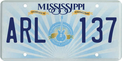 MS license plate ARL137