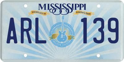 MS license plate ARL139