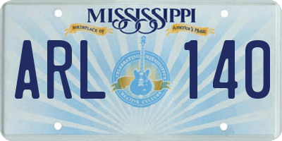 MS license plate ARL140