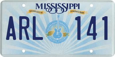 MS license plate ARL141