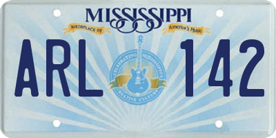 MS license plate ARL142