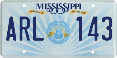 MS license plate ARL143