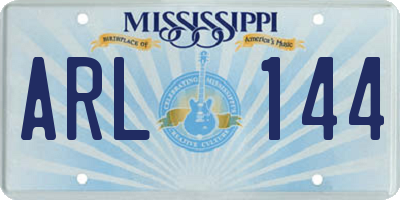 MS license plate ARL144