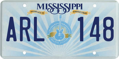 MS license plate ARL148