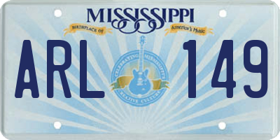 MS license plate ARL149