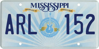 MS license plate ARL152
