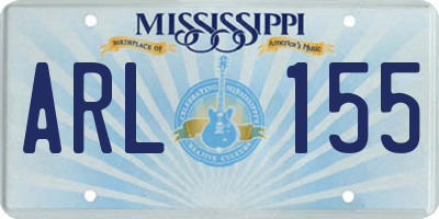 MS license plate ARL155