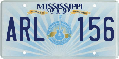 MS license plate ARL156