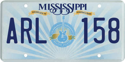 MS license plate ARL158