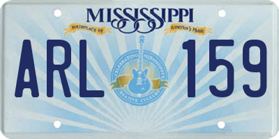 MS license plate ARL159