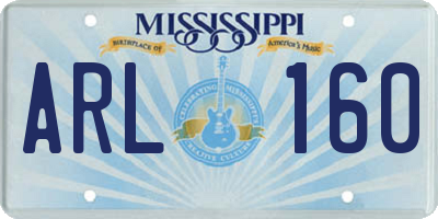 MS license plate ARL160