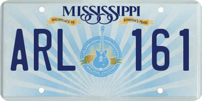 MS license plate ARL161