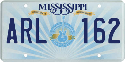MS license plate ARL162